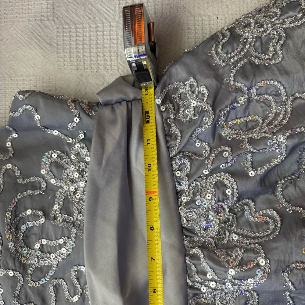 Rare Editions Silver Gray Floral Pattern Sequin Party Dress Girls‎ Sz 12 Wedding